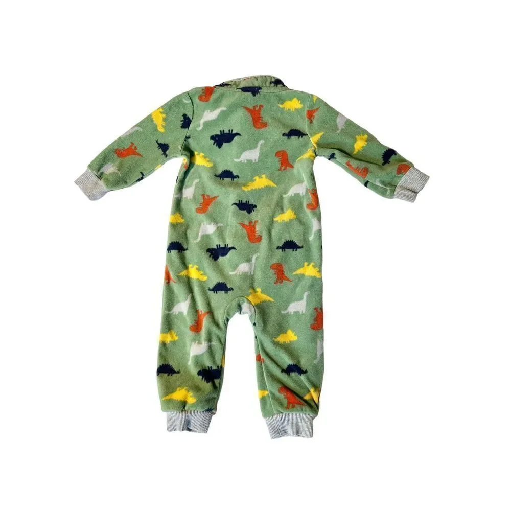 Fleece Dino-print Romper Onepiece, 9m